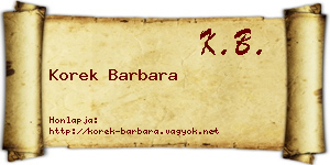 Korek Barbara névjegykártya